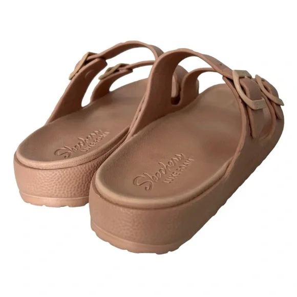 Skechers Luxe Foam Sandals Sliders Womens Size UK 8 Dusky Pink Buckle Fastening - Picture 3 of 12